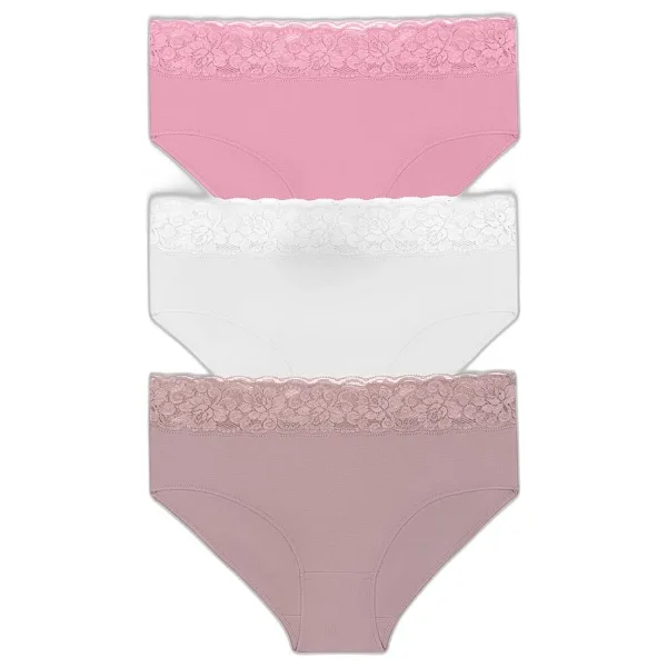Suwen 3 lü Pamuklu Dantelli Yüksek Bel Slip Külot