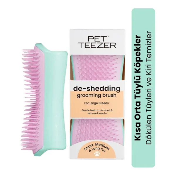 Tangle Teezer Pet Teezer Deshedding - Mint / Pink Yeşil Pembe Köpek Bakım Fırçası