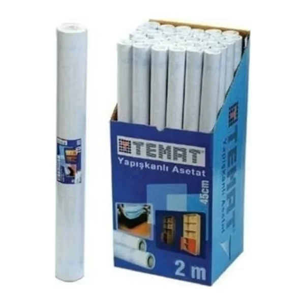 Temat 45 cm x 10 m Yapışkanlı Şeffaf Asetat