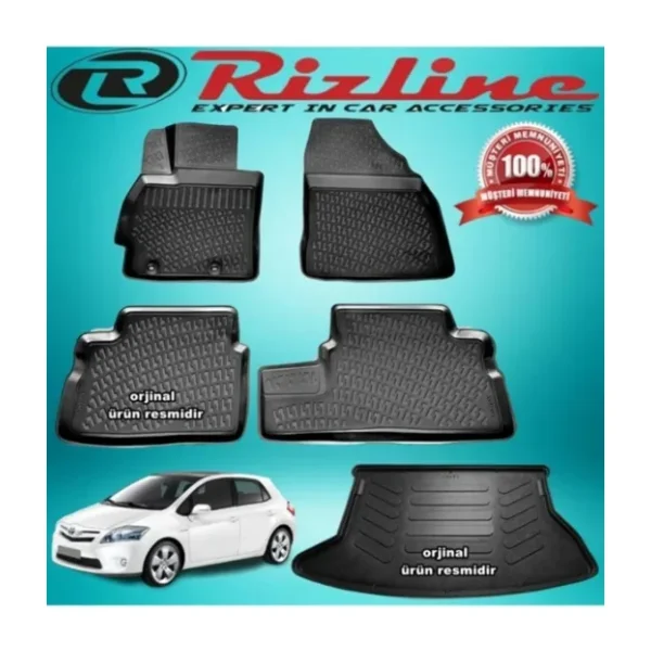 TOYOTA AURİS 3D Paspas+Bagaj Havuzu Siyah 2007-2012 Arası RİZLİNE