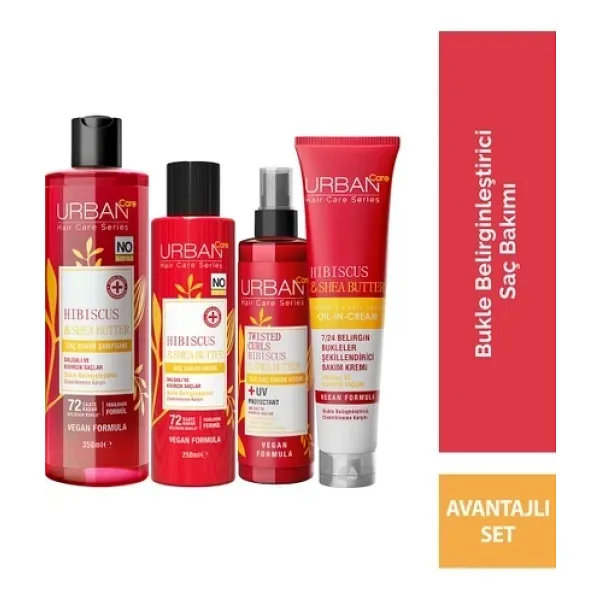 Urban Care Twisted Curls Hibiscus Shea Butter Saç Bakım Seti 4 lü
