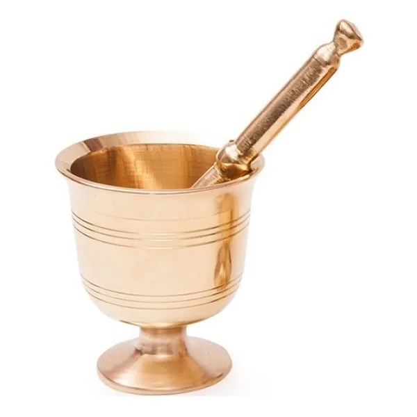 Ustası Antepte Phantom Sarı Pirinç Döküm Havan 10 cm