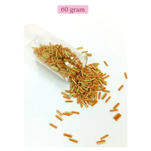 Uzun Boru Kesme Boncuk Çap 2mm Uzunluk 10 mm - 60 Gram - Yeşil Turuncu - BNC300