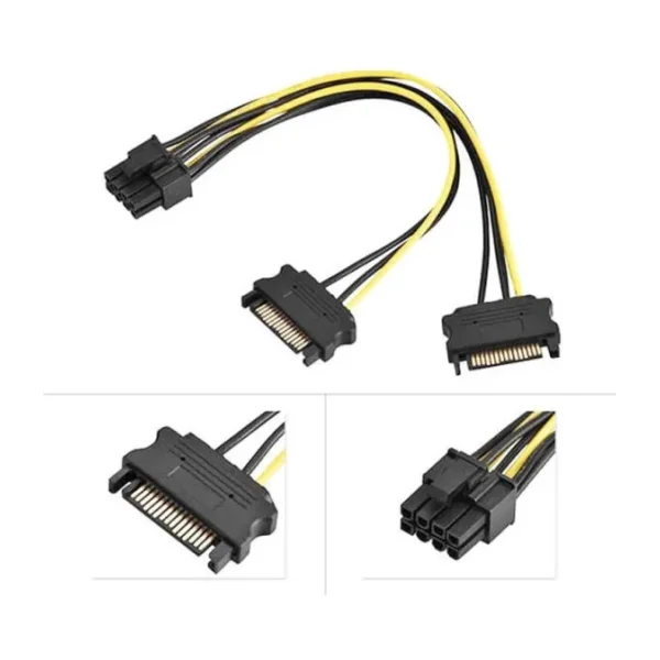 Vga Power Kablo 2X Sata To 8 Pin 6+2 Pci-Ex Ekran Kartı Kablosu