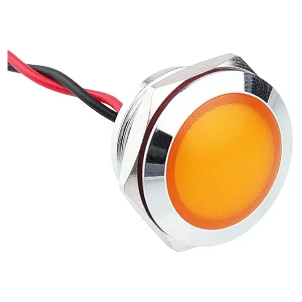 WD19L-P2 19mm 12-24V Kablolu Metal Sinyal Lambası - Sarı