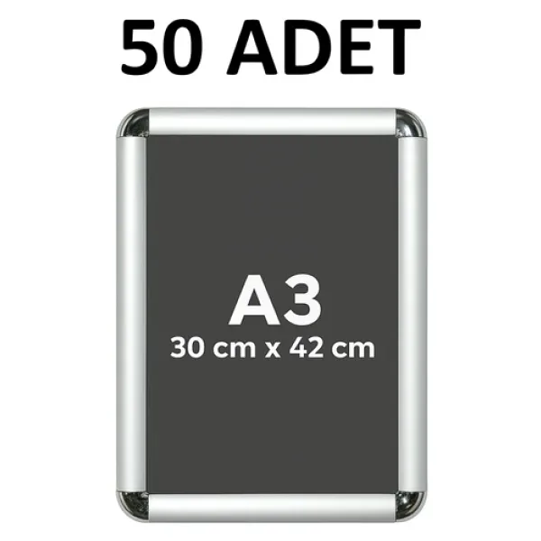 50 Adet A3 Eko Seri Çerçeve Rondo Köşe Aç Kapa Açılır Kapa