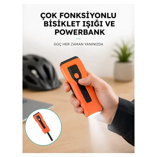 5000 Mah Bataryalı Bisiklet Farı Cob Çakar Çok Fonksiyonlu Yeni Nesil