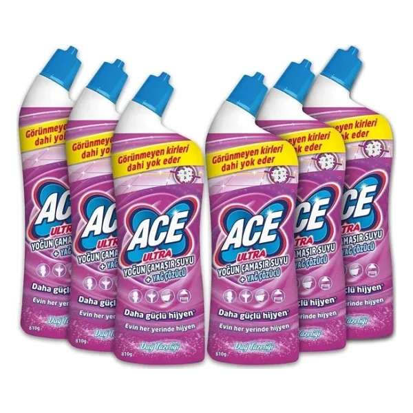 Ace Ultra Power Jel Dağ Ferahlığı Çamaşır Suyu 750 ml 6'lı