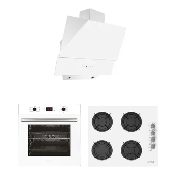 Alveus Beyaz Cam Ankastre Set (Mfa 627 Wh + Kls 670 Wh + Mod 3000)