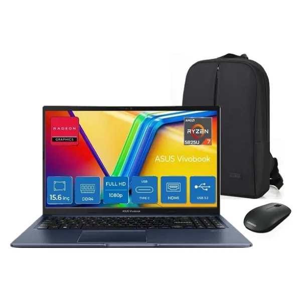 Asus Vivobook 15 M1502YA Amd Ryzen 7 5825U 16GB 512GB SSD Windows 11 Home 15.6" Taşınabilir Bilgisayar+Mouse+Snertech Çanta - 512 GB - 16 GB