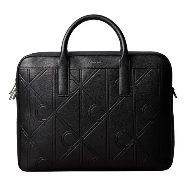 Calvin Klein Siyah Erkek Laptop Çantası XL EMBLEM AOP EMBOSS COMMUTER