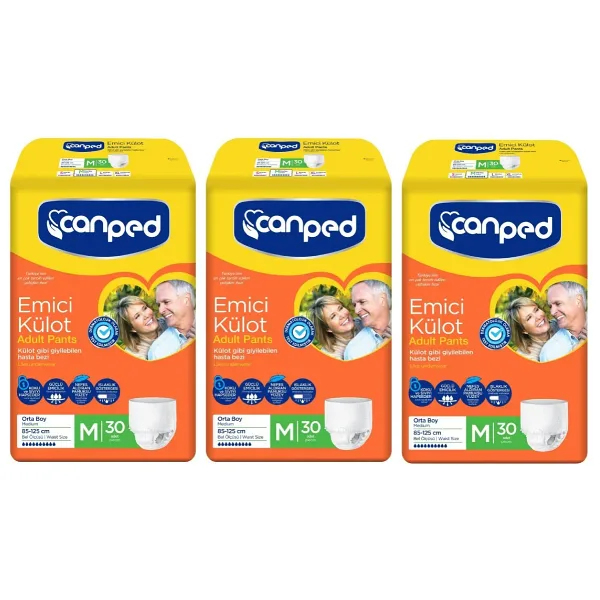 Canped Emici Külot Orta Boy M 30'lu 3 Adet Hasta Bezi