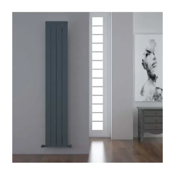 Carisa Lymm Dikey İnce Tasarım Çelik Radyatör Modern Tasarım Antrasit 179x47 Cm