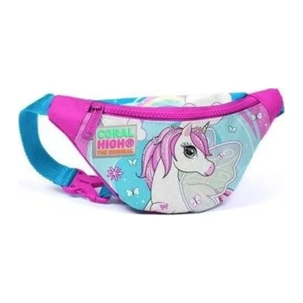 Coral High Kids Mavi Neon Pembe Unicorn Desenli Bel Çantası 22411