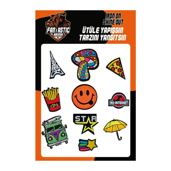 FANTASTIC ARMA Ütü Ile Yapışan Dokuma Arma Seti Patch Yama Emoji, Star Modeli