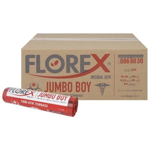 Florex Tıbbi Atık Jumbo Boy Çöp Poşeti 10'lu 10 Adet