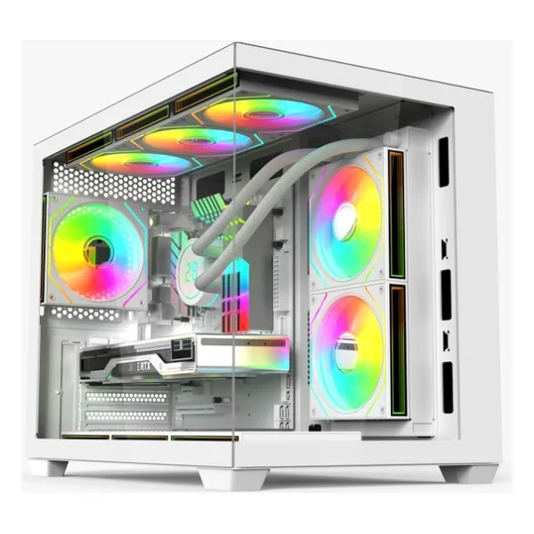 Gametech Large 7X120MM Rgb Fanlı Kumandalı Akvaryum Kasa Beyaz