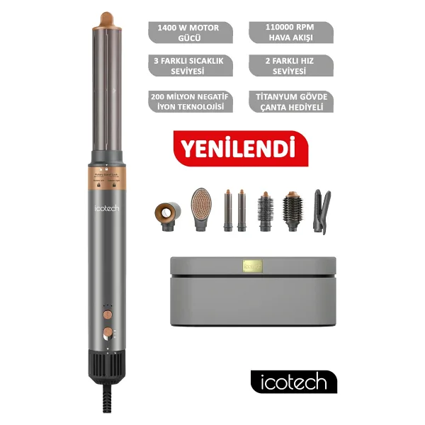 Icotech HS60 7in1 Gri Saç Şekillendirme Seti