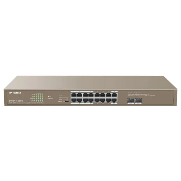 IP-COM IP-G3318P-16-250W 16 PORT 10/100/1000 16 PORT POE 2 X SFP 250W CLOUD YÖNETİLEBİLİR RACK MOUNT SWITCH