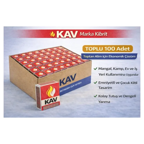 Kav Marka Kibrit Emniyetli Çocuk Kilitli 100 Adet