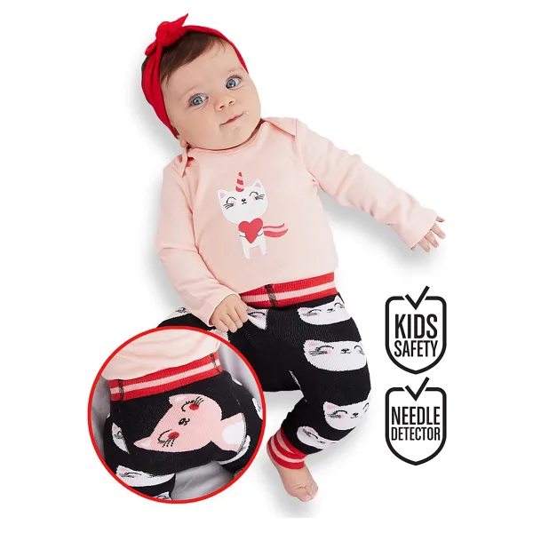 Kedi Kız Bebek Body Tayt-Pantolon Takım