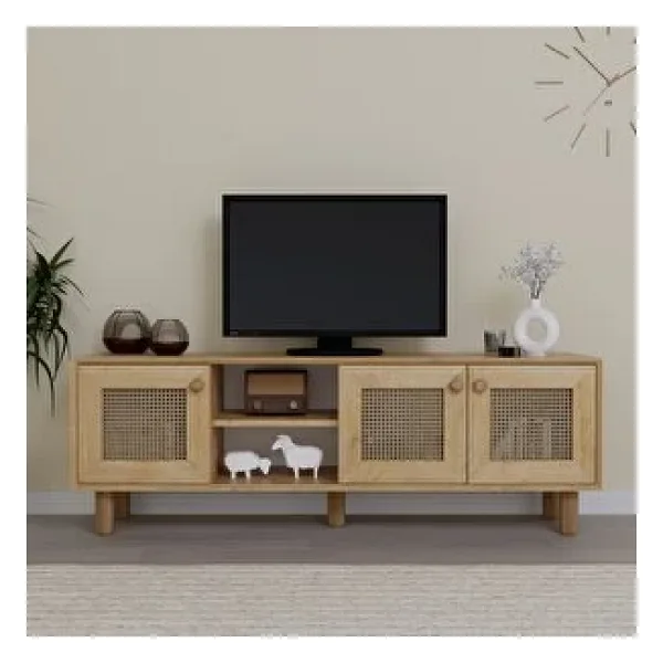 midoser Bohem Serisi Natura Ceviz-Meşe Pvc Hasır Desen Tv Ünitesi