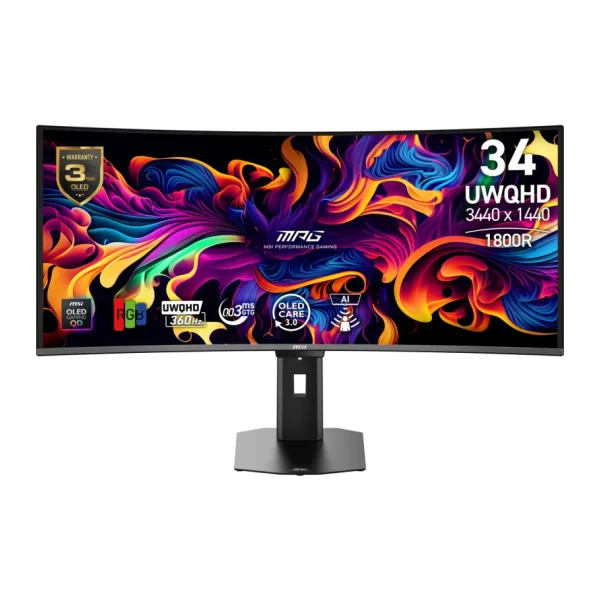 MSI MPG 341CQR QD-OLED X36 34" 0.03 ms WQHD Curved 360 Hz OLED Oyuncu Monitörü