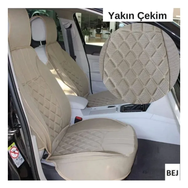Oto Koltuk Minderi Full Set Takım - Bej Renk Takmatik Pratik