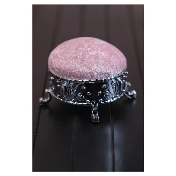 Pembe Eşarp Şal Iğnedanlık Kadife Gümüş Ayaklı 5004_04 Pembe