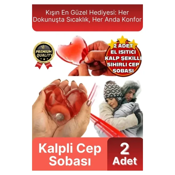 Premium Sihirli Jel Isıtıcı Tekrar Kullanılır Isınmatik Sıcak Su Torbası Kalpli Cep Sobası 2'Li Set