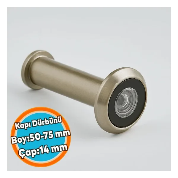 Saten Renk Kapı Dürbünü Kısa 50-75 mm Ayarlanabilir 14 mm Geniş Açılı Güvenlik Kapı Gözetleme Dürbünü