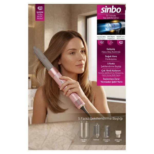 Sinbo SHD-1760 5in1 Saç Şekillendirme Seti