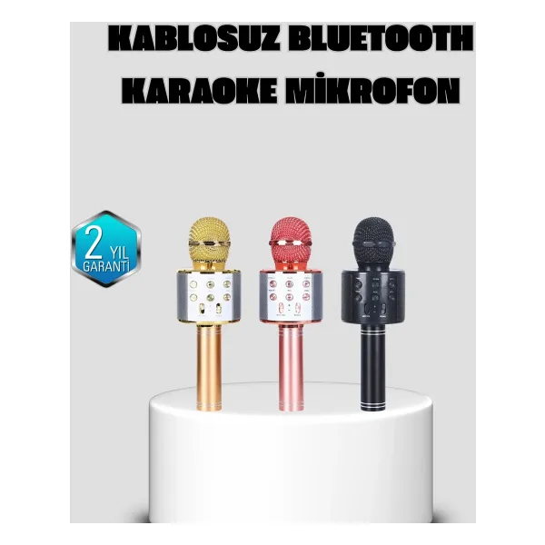 Taşınabilir Karaoke Mikrofon - Bluetooth, USB ve Aux Girişli