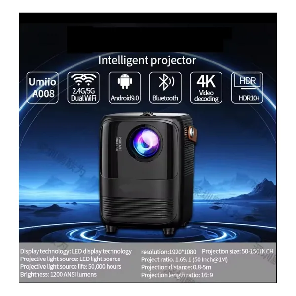 Torima T11 Siyah Wi-Fi Android LED Projeksiyon Cihazı