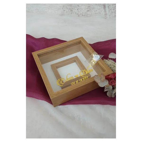 Verda Çerçeve Ledli 25x25 cm Fotoğraf Bölümlü Bambu Verda Anı Çerçevesi
