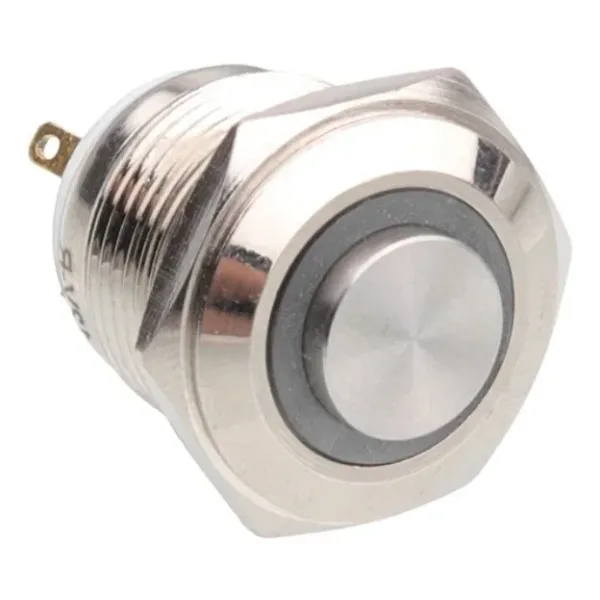 WD16H-G1-E 16mm Çıkık Yaylı Işıklı Metal Buton - Beyaz