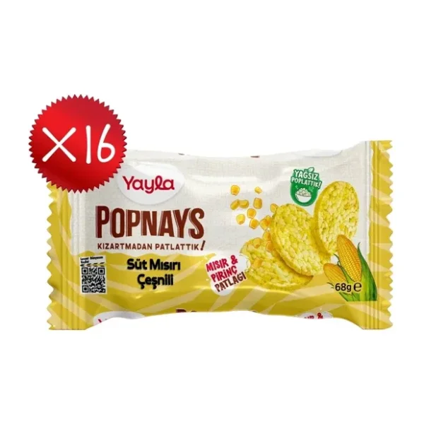 Yayla Popnays Süt Mısırı Çeşnili Mısır ve Pirinç Patlağı 68 g x16