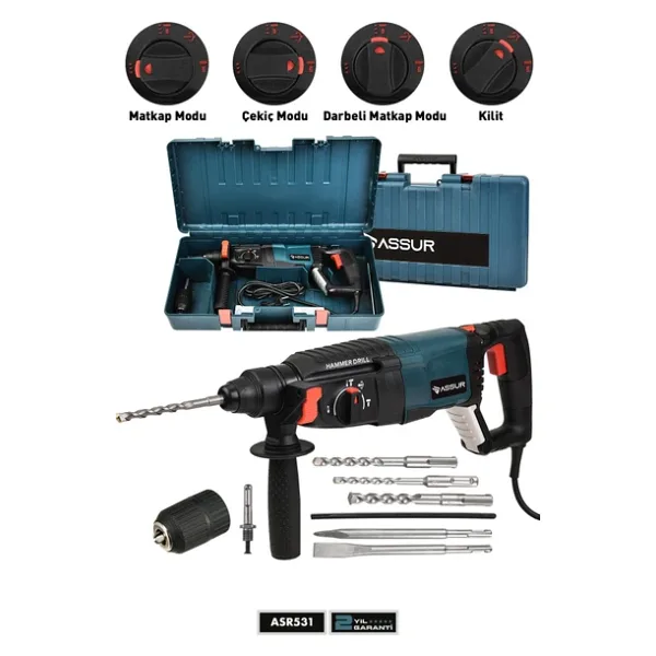 Assur Profesyonel 850W Darbeli Kırıcı Delici Hilti 26Mm Matkap