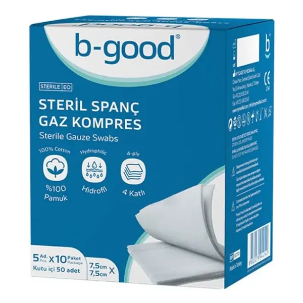 B-Good B-Steril Spanç 7.5cm x 7.5cm 50'li Gaz Kompres