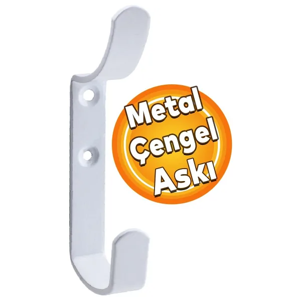 Badem10 Çengel Metal Portmanto Vestiyer Duvar Dolap Elbise Askısı Beyaz Mobilya Kapı Askılığı Aparatı
