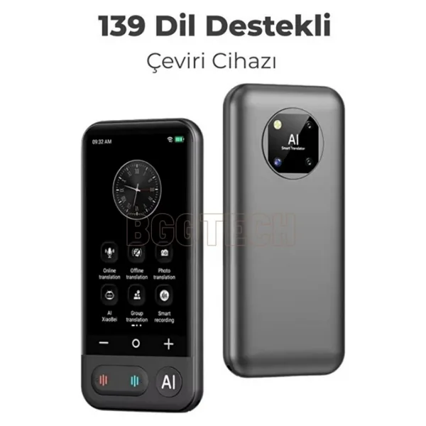 BGG Tech Chatgpt Entegre Akıllı Çeviri Cihazı 0.5 Sn Tepki Süresi Yapay Zeka Destekli 139 Dil Çevirmen