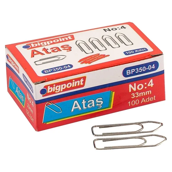 Bigpoint No:4 33 mm 100'lü 10 Paket Nikel Ataş