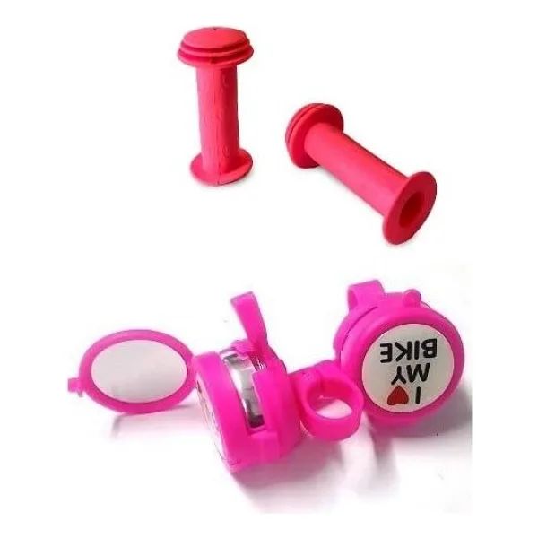BİSİKLET AYNALI ZİL PEMBE & PEMBE ELCİK ANTİBAKTERİYEL SET HALİNDE