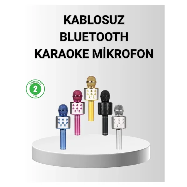 Bluetooth Karaoke Mikrofon - Yüksek Ses Kalitesi, Yankı Efektli, Uzun Ömürlü Pil