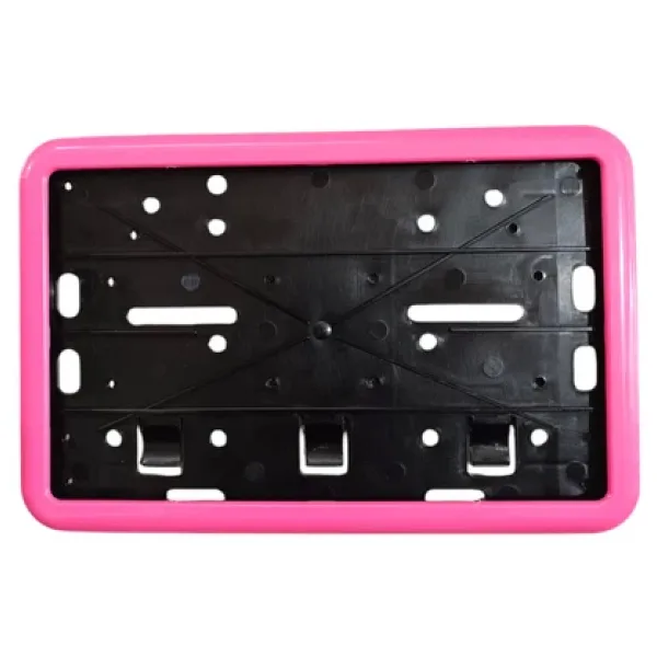 Çerçeveli Motor Plakalık Plaka Altlığı Pembe 17x26 cm