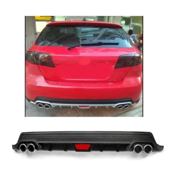 Chevrolet Lacetti Uyumlu Body Kit Difüzör 4 Çıkış Yuvarlak Siyah Model 2