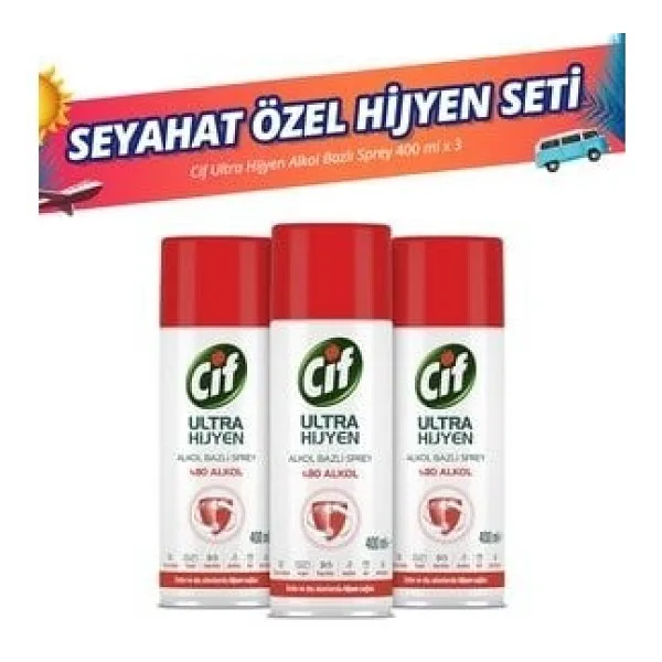 Cif Ultra Hijyen 400 ml 3'lü Alkol Bazlı Sprey