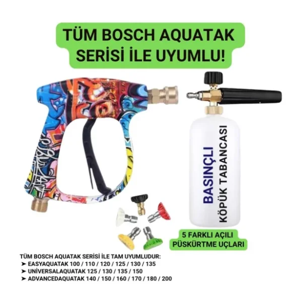 Coofbe Bosch Aquatak Serisi İle Uyumlu 5 Nozzle Set Bosch Basınçlı Araç Yıkama Tabancası Seti Basınç
