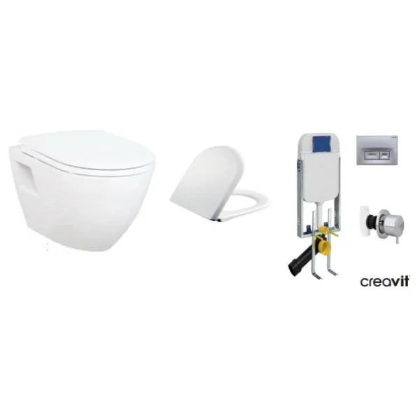Creavit GR5001-Tp325 Gömme Rezervuar Seti 5 Lİ SET YAVAŞ KAPAK - MAT BUTON
