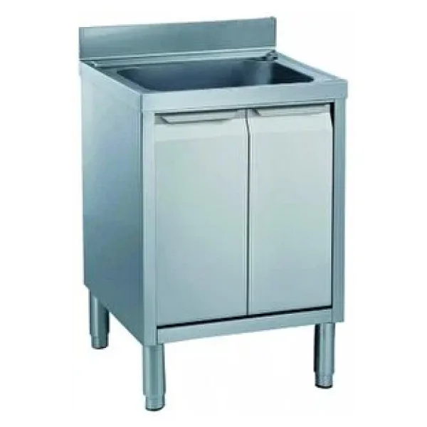 Electrolux Professional Dolaplı Tek Evyeli Tezgah, Evyesi (500x500 Mm), 1 Çarpar Kapılı - 700 Mm MLA716PN